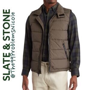 Mens Slate & Stone Quilted Down Fill Vest